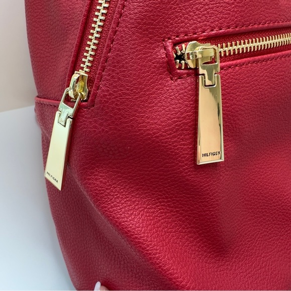 Like new! Y2K Tommy Hilfiger Red Leather Backpack – Gold Hardware - Picture 5 of 10